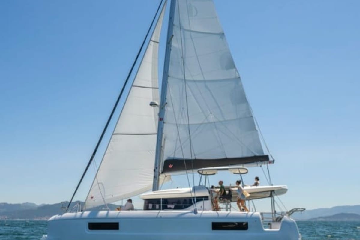 Exterior view of Premium, a Lagoon 43 catamaran at Trapani, Italy