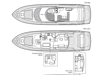 Floor plan of Premium, a Sunseeker Sunseeker 74 yacht at Kontokali, Greece