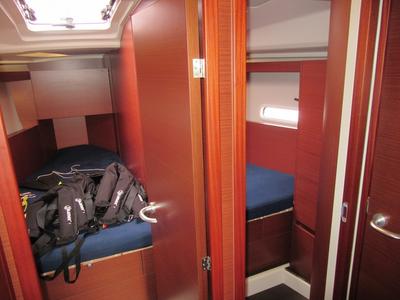 Cabin on Seven, a Hanse Yachts Hanse 458 sailboat at Fisksätra, Sweden