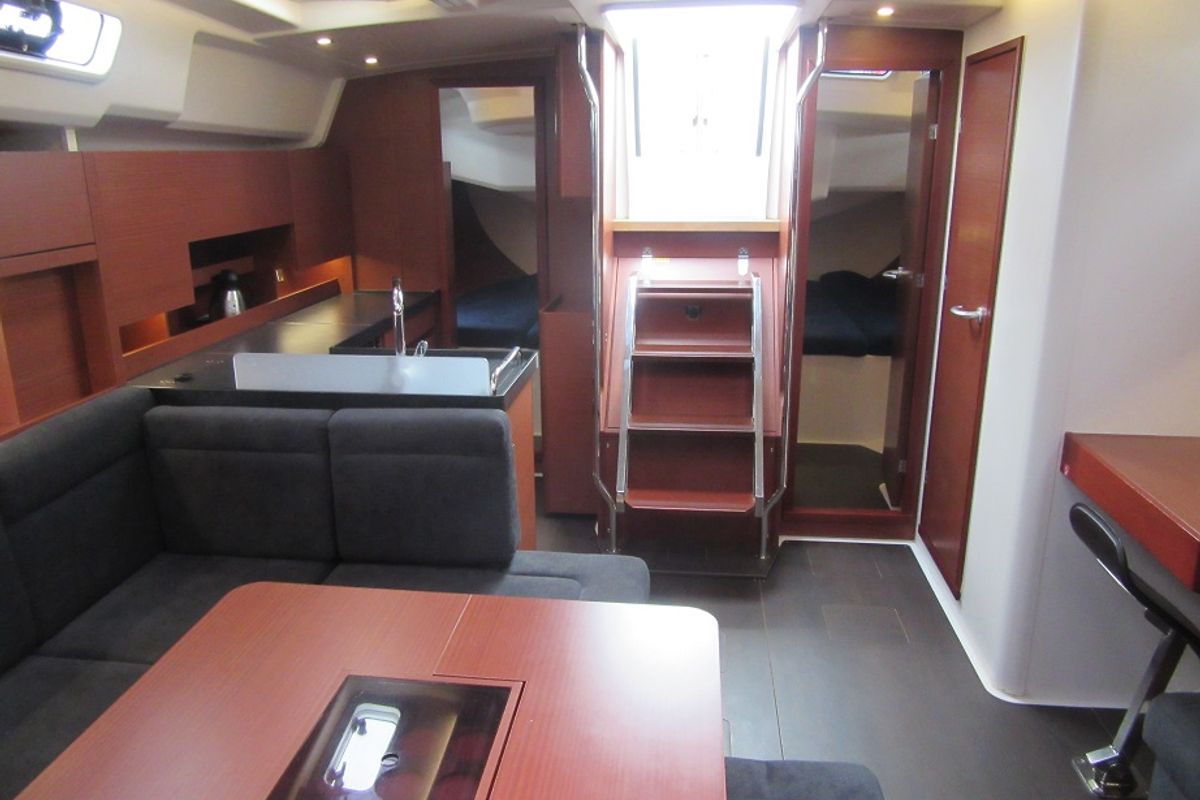 Salon of Seven, a Hanse Yachts Hanse 458 sailboat at Fisksätra, Sweden