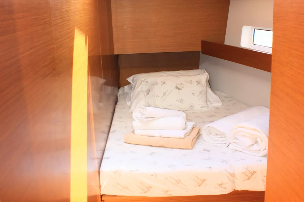 Cabin on None, a Jeanneau Sun Odyssey 490 sailboat at Split, Croatia