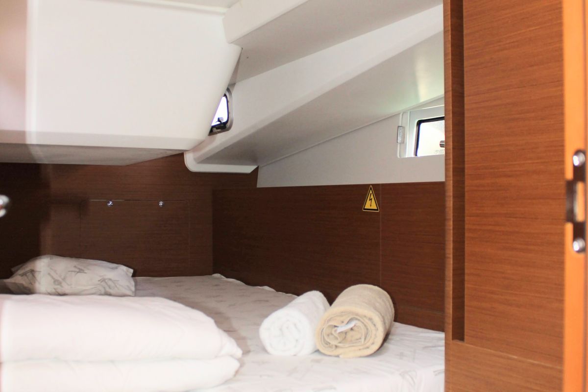 Cabin on None, a Jeanneau Sun Odyssey 490 sailboat at Split, Croatia