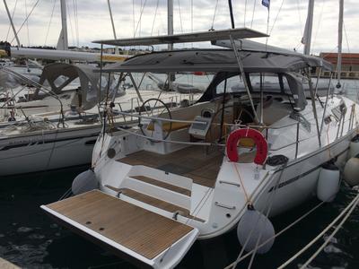Deck of Melodia, a Bavaria Cruiser 46 sailboat at Municipal Unit of Rhodes, Greece