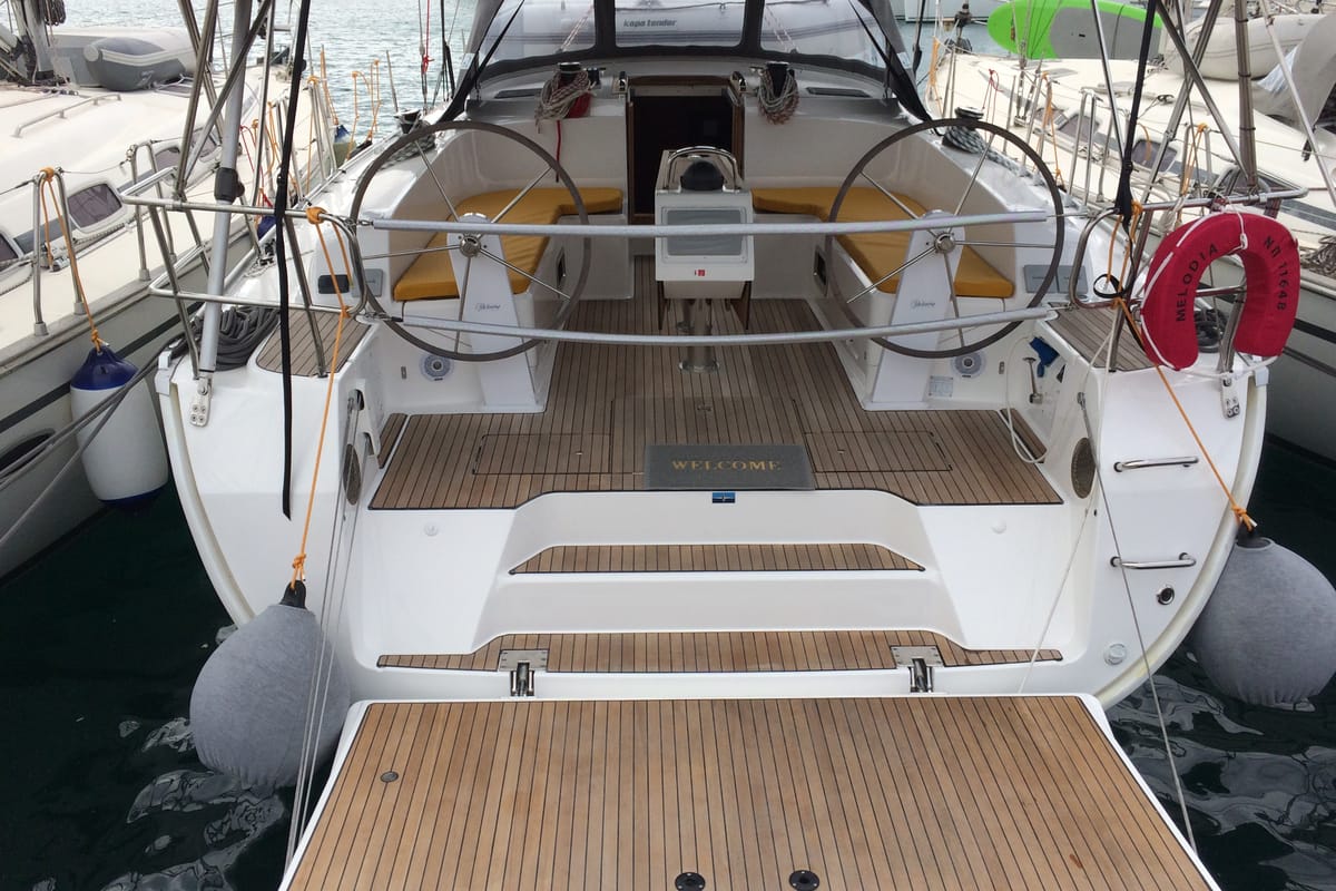 Melodia, a Bavaria Cruiser 46 sailboat at Municipal Unit of Rhodes, Greece