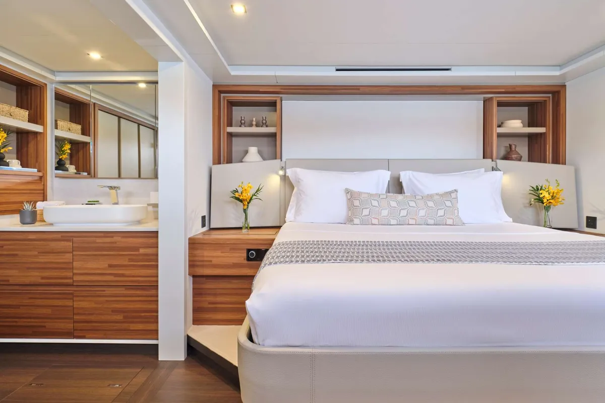 Alina, a Fountaine Pajot Power 80 catamaran at Vouliagmeni Municipal Unit, Greece