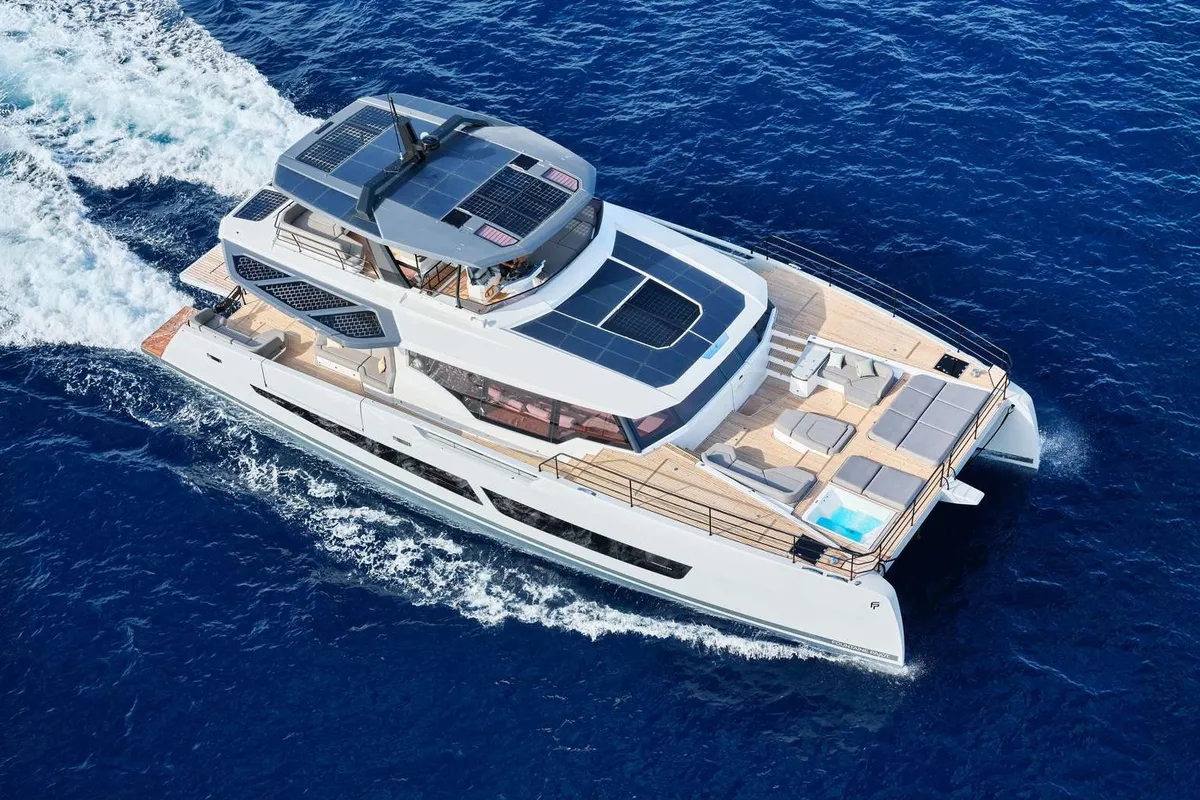 Alina, a Fountaine Pajot Power 80 catamaran at Vouliagmeni Municipal Unit, Greece