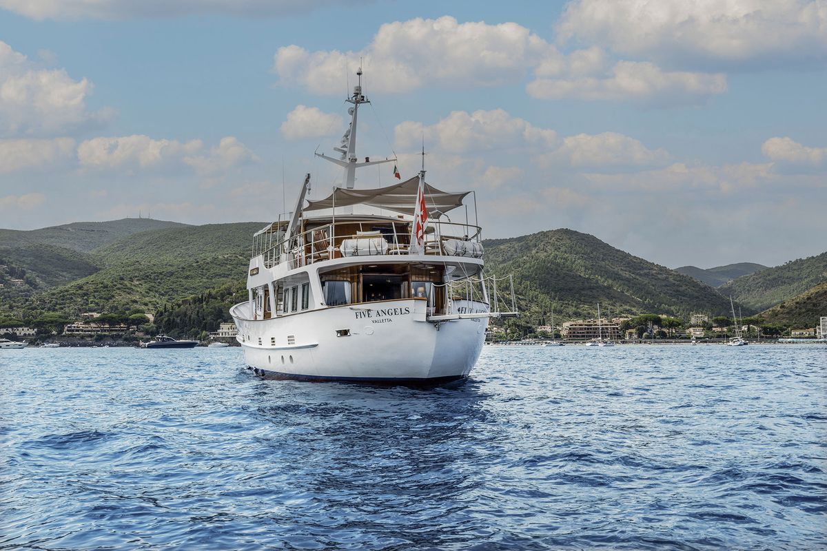 Exterior view of Five Angels - Motor yacht, a Gulet Motoryacht yacht at Castellammare di Stabia, Italy