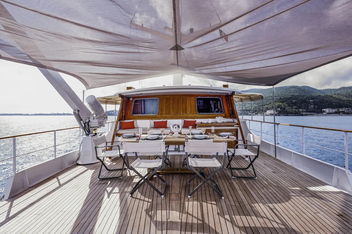 Deck of Five Angels - Motor yacht, a Gulet Motoryacht yacht at Castellammare di Stabia, Italy