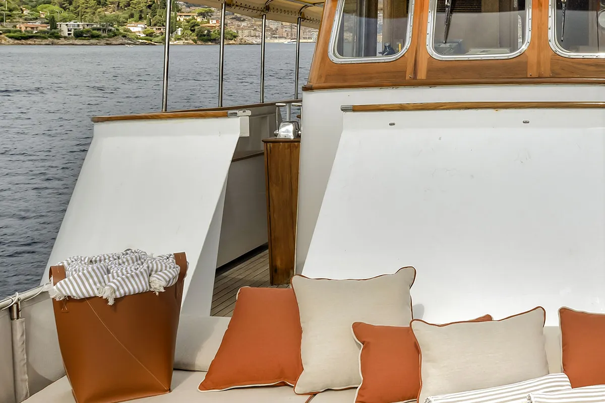 Deck of Five Angels - Motor yacht, a Gulet Motoryacht yacht at Castellammare di Stabia, Italy
