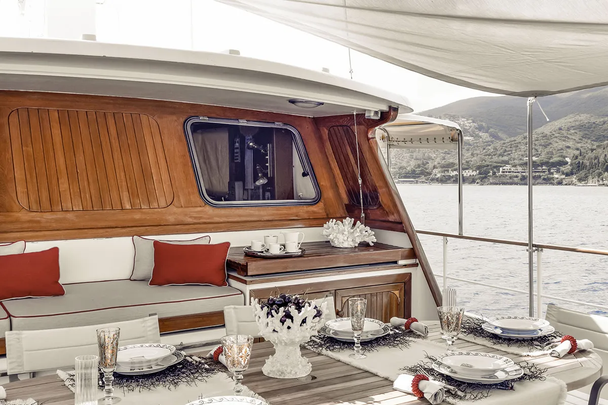 Deck of Five Angels - Motor yacht, a Gulet Motoryacht yacht at Castellammare di Stabia, Italy