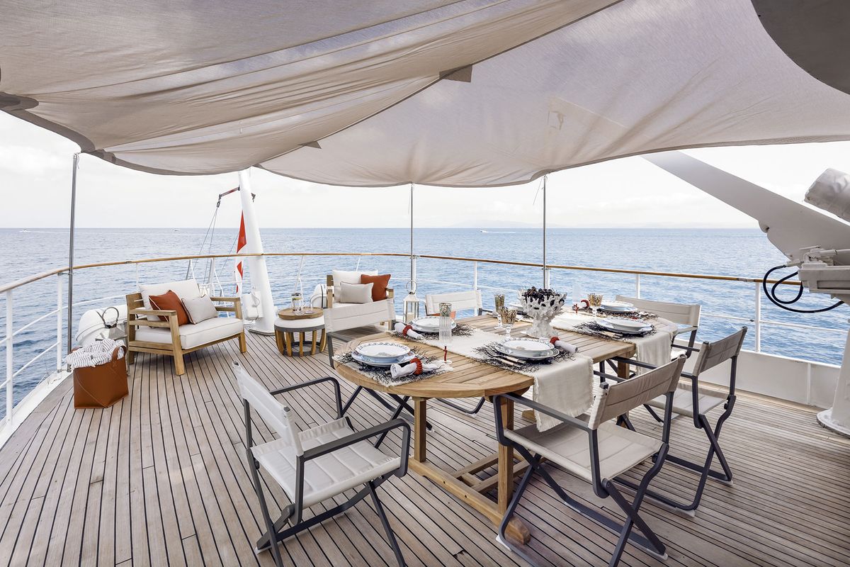 Deck of Five Angels - Motor yacht, a Gulet Motoryacht yacht at Castellammare di Stabia, Italy