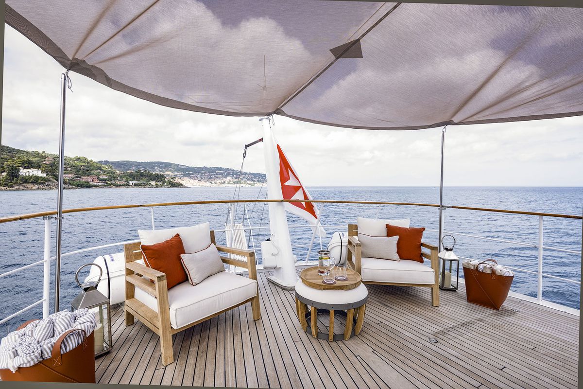 Deck of Five Angels - Motor yacht, a Gulet Motoryacht yacht at Castellammare di Stabia, Italy
