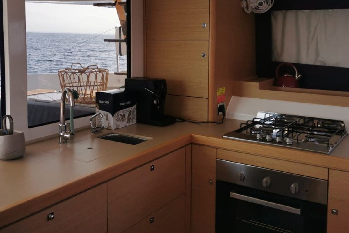 Galley of Olga, a Dufour 48 Catamaran catamaran at Salerno, Italy