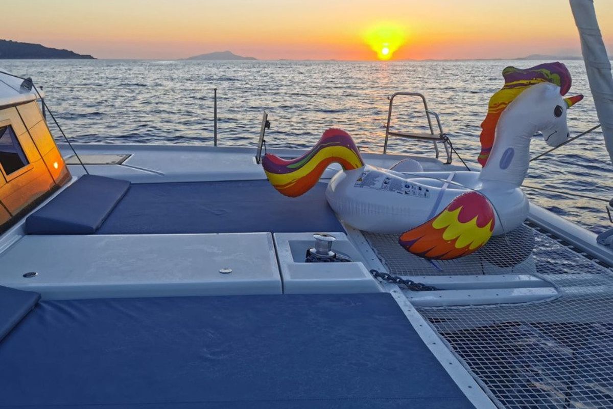 Deck of Olga, a Dufour 48 Catamaran catamaran at Salerno, Italy