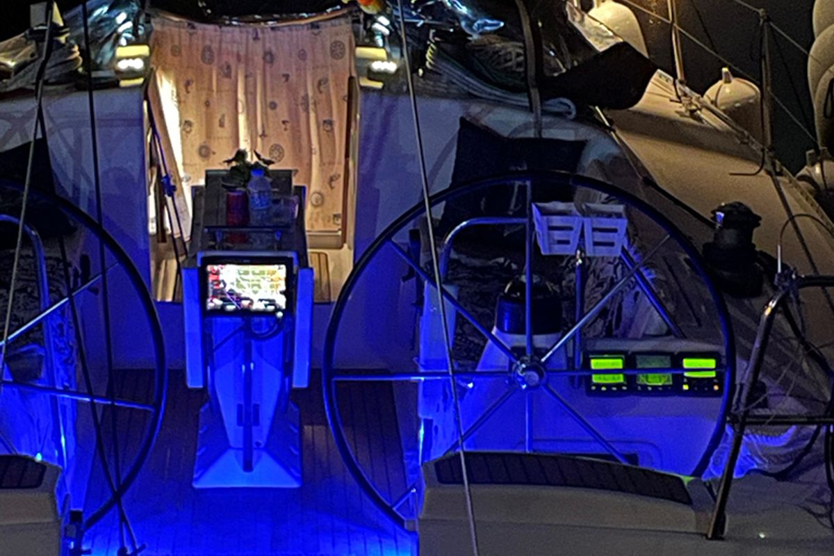 Cockpit of Roxani, a Elan 45 sailboat at Sithonia Municipal Unit, Greece