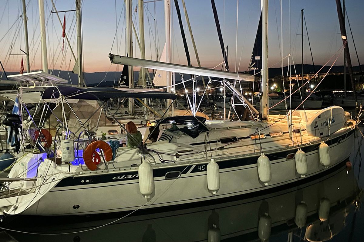 Exterior view of Roxani, a Elan 45 sailboat at Sithonia Municipal Unit, Greece