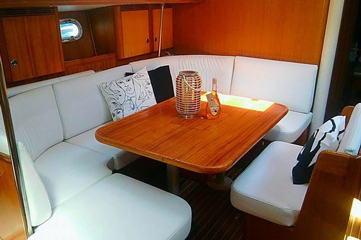 Salon of Roxani, a Elan 45 sailboat at Sithonia Municipal Unit, Greece