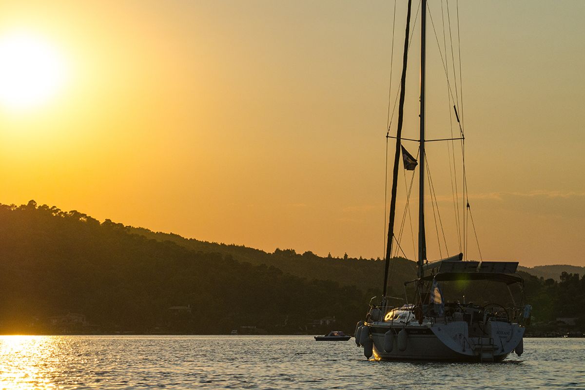Exterior view of Roxani, a Elan 45 sailboat at Sithonia Municipal Unit, Greece