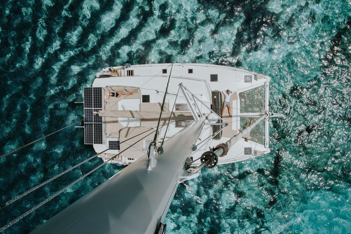 Exterior view of SOPHIA, a Lagoon 50 catamaran at Athens, Greece