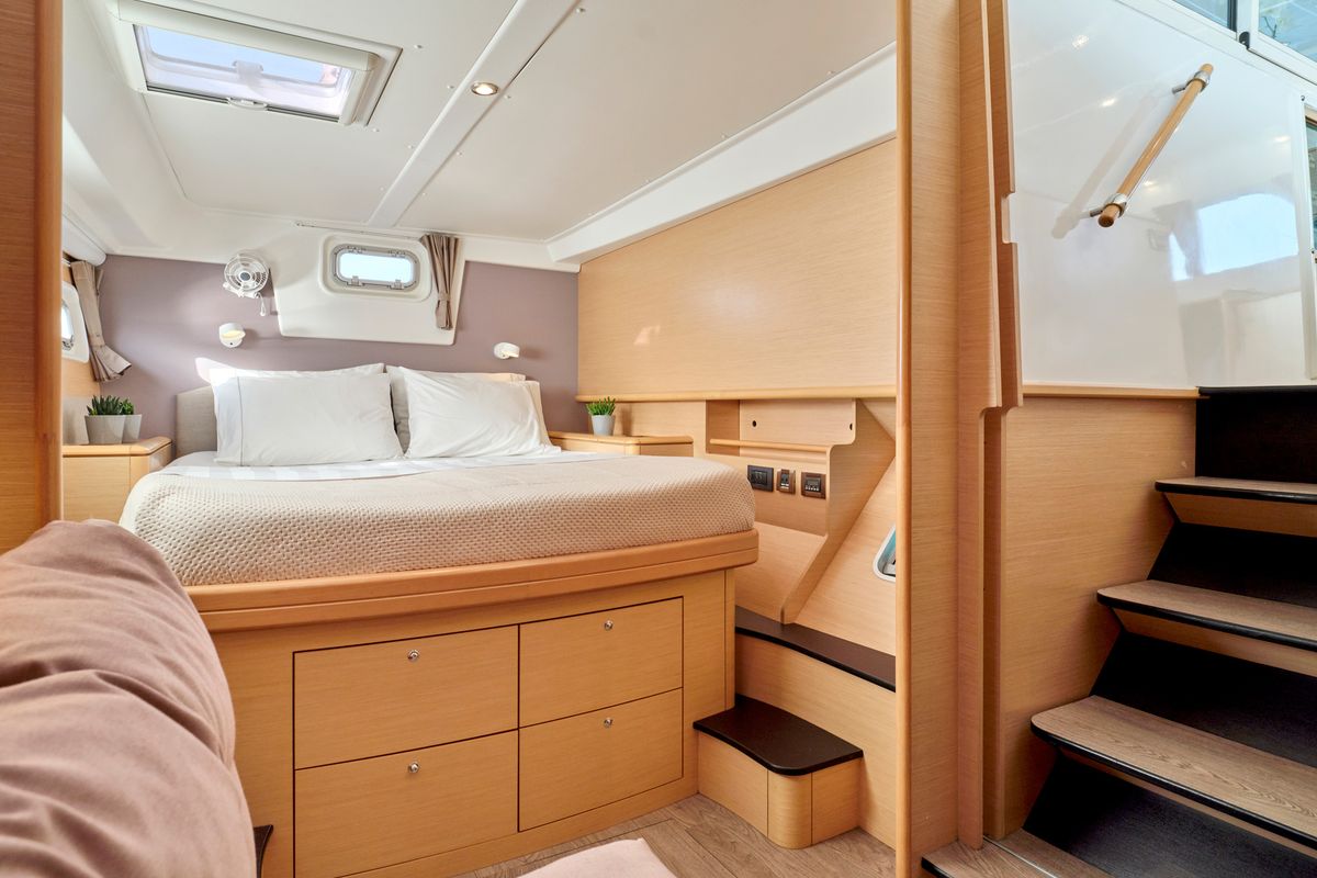 Cabin on SOPHIA, a Lagoon 50 catamaran at Athens, Greece