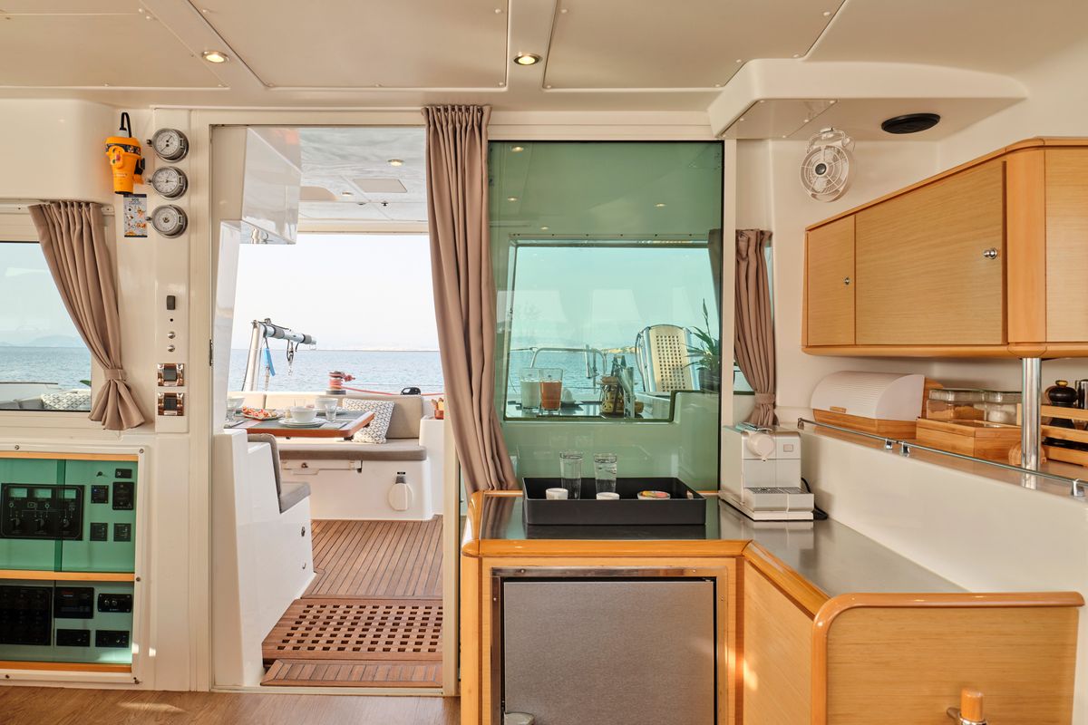 Galley of SOPHIA, a Lagoon 50 catamaran at Athens, Greece