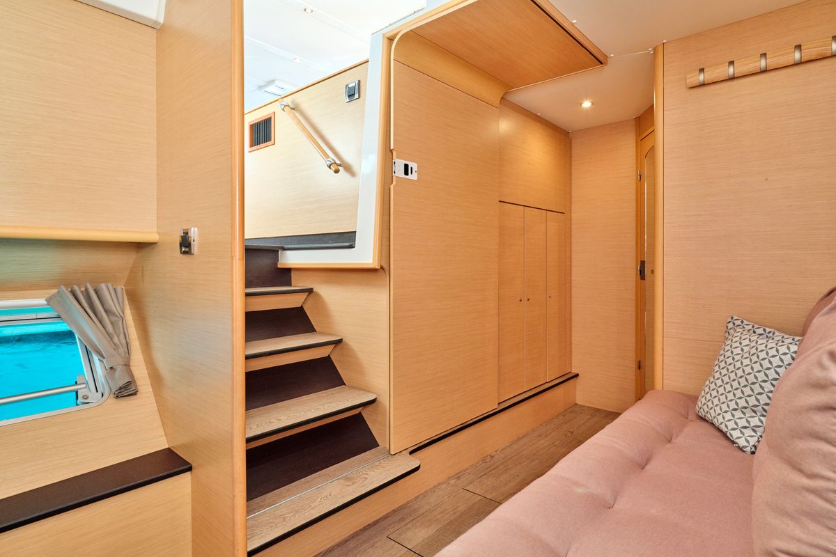 Salon of SOPHIA, a Lagoon 50 catamaran at Athens, Greece