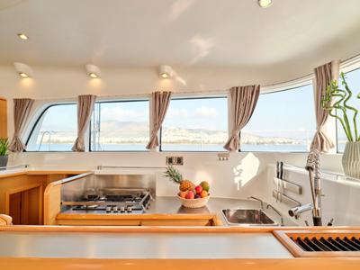 Galley of SOPHIA, a Lagoon 50 catamaran at Athens, Greece