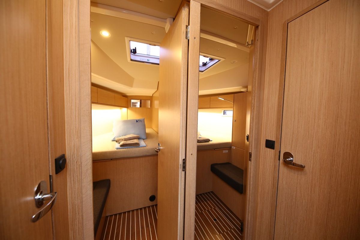 Cabin on Palolem, a Bavaria Cruiser 46 sailboat at Fethiye, Turkey