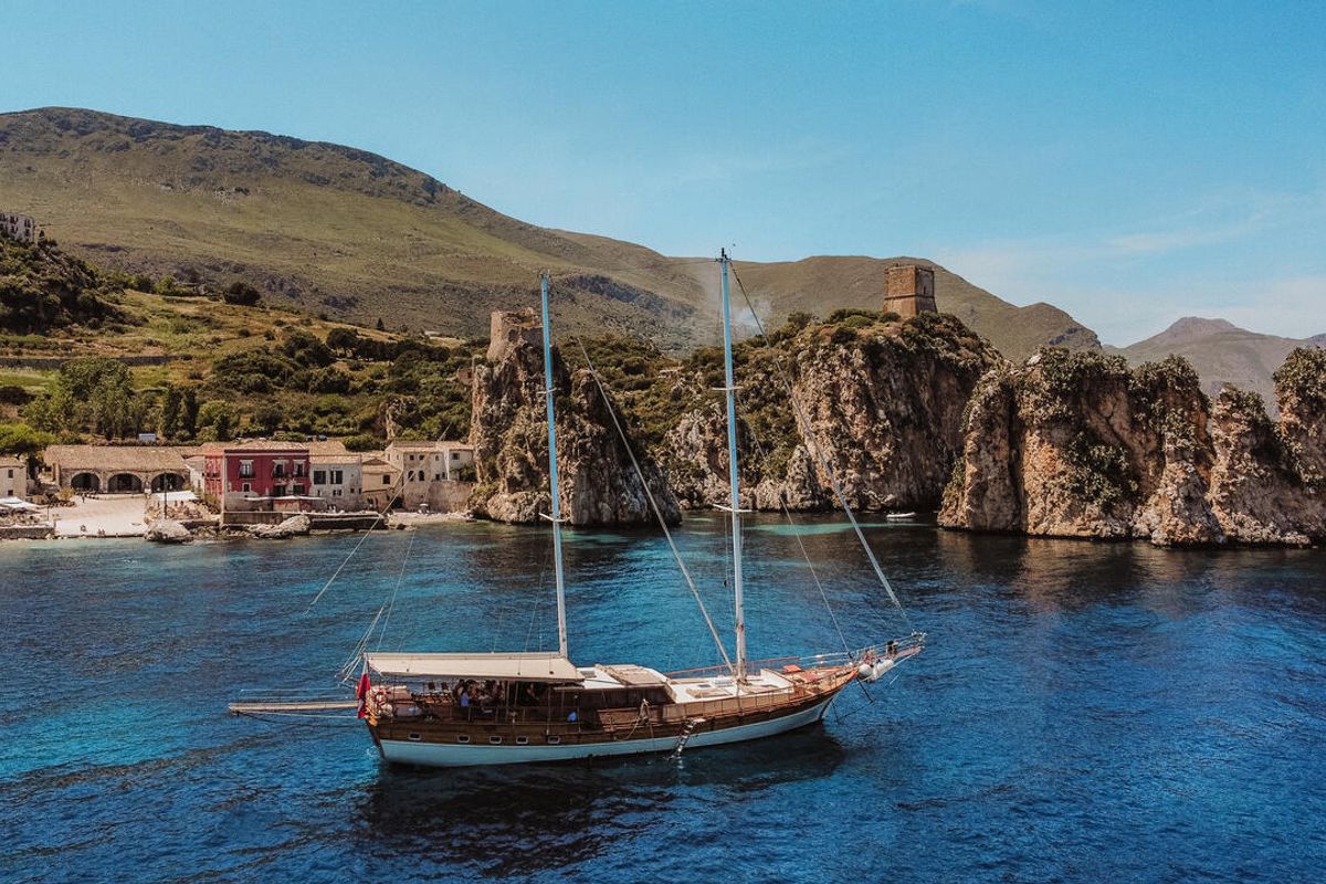 Exterior view of Hande - Capo Galera, a Ticari Yacht Hande - Capo Galera yacht at Capo d'Orlando, Italy