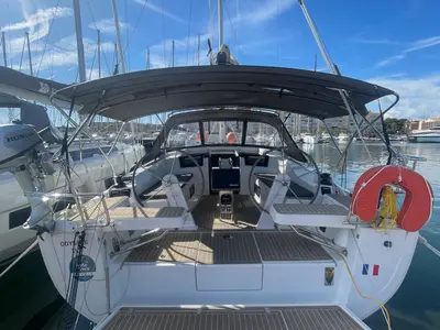 Cockpit of Odyssee, a Hanse Yachts Hanse 388 sailboat at Hyères, France