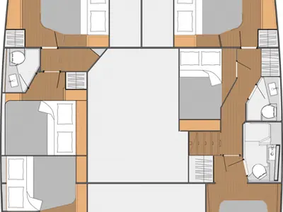 Floor plan of Anna Isabella, a Fountaine Pajot Saba 50 catamaran at Seychelles, Eden Island Marina, Seychelles