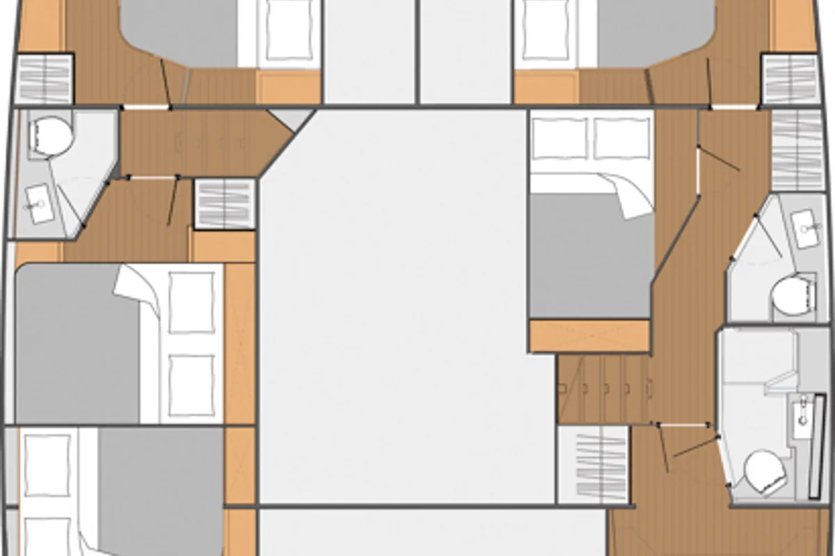 Floor plan of Anna Isabella, a Fountaine Pajot Saba 50 catamaran at Seychelles, Eden Island Marina, Seychelles