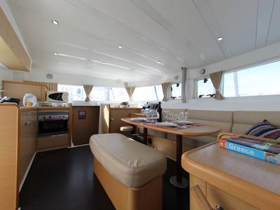 Cabin on Fantasy, a Lagoon 420 catamaran at Athens, Greece