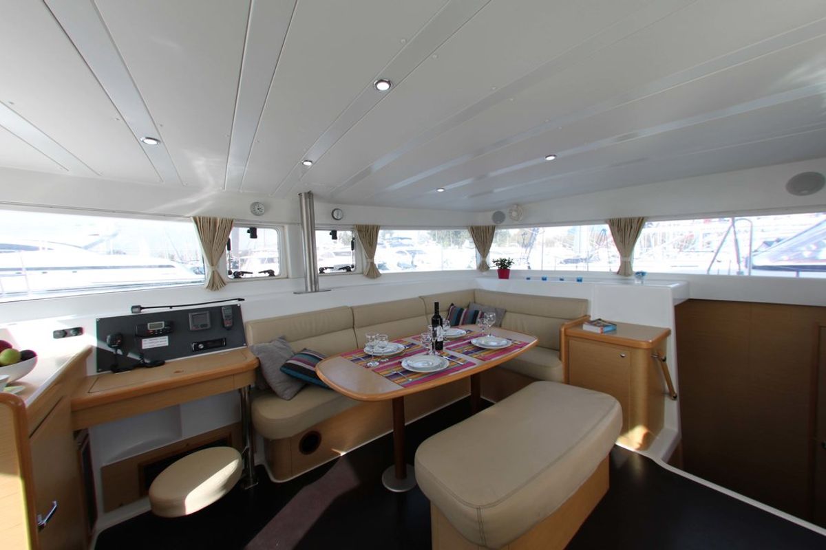 Galley of Fantasy, a Lagoon 420 catamaran at Athens, Greece