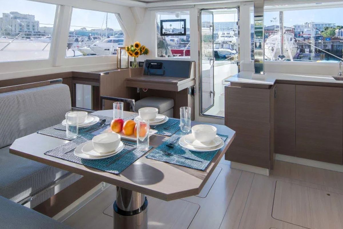 Salon of Moorings 4200/3/3 Exclusive, a Leopard 42 catamaran at Road Town, British Virgin Islands