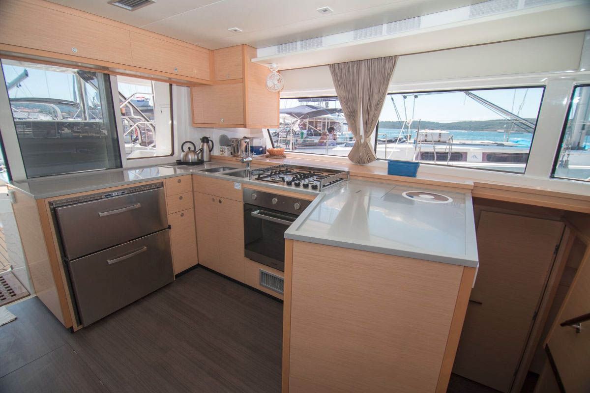 Galley of Costabella , a Lagoon 52 F catamaran at Seychelles, Eden Island Marina, Seychelles