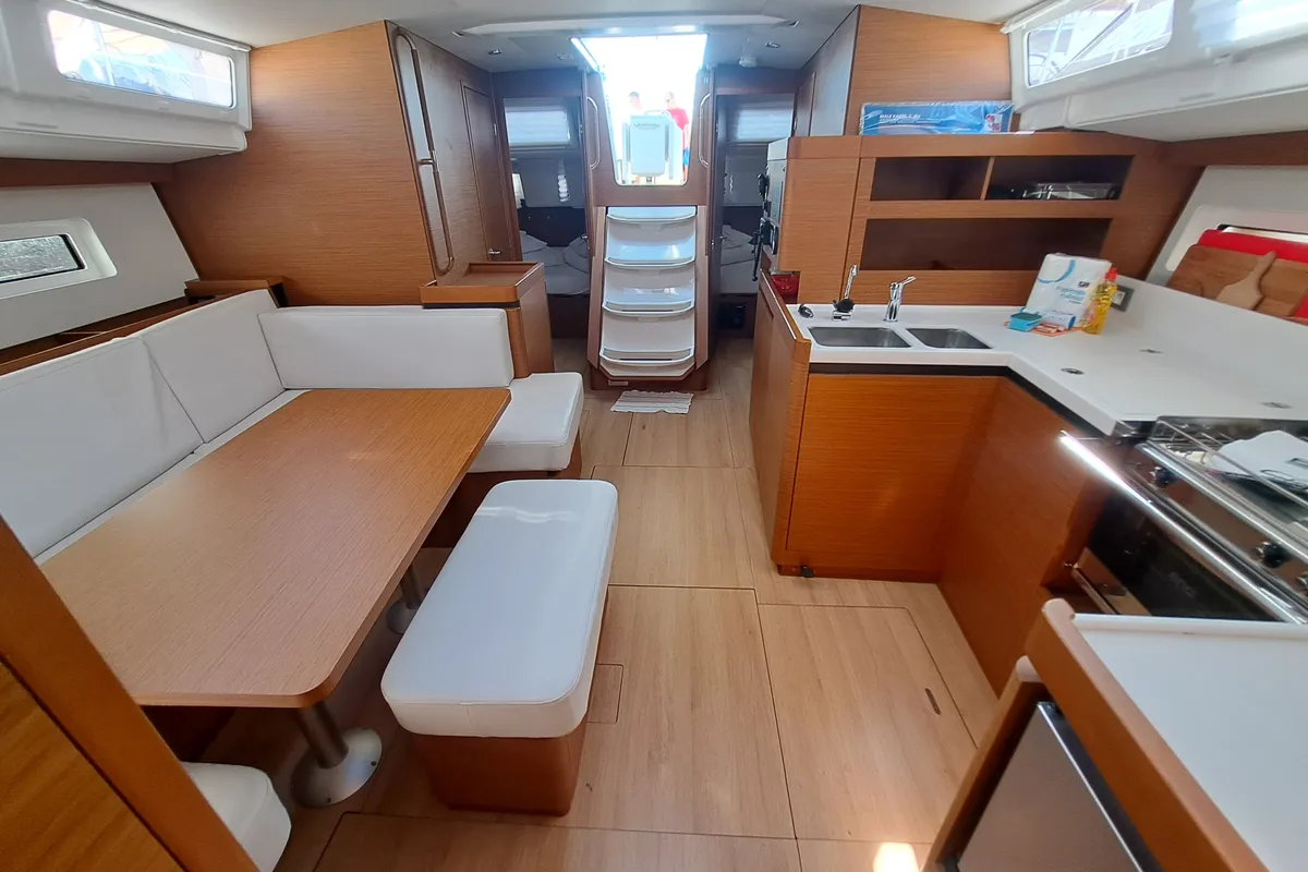 Galley of Mirrmurr, a Jeanneau Sun Odyssey 490 sailboat at Grad Kaštela, Croatia