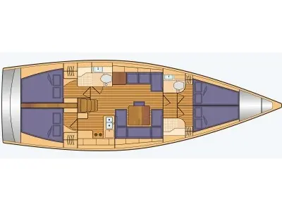 Floor plan of FIFTEEN, a Hanse Yachts Hanse 458 sailboat at Fisksätra, Sweden