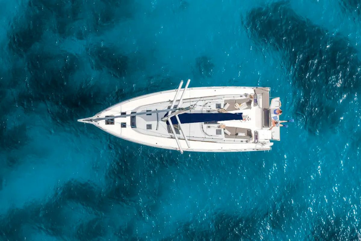 Exterior view of Moorings 41.3 Exclusive Plus, a Dufour 41 sailboat at Road Town, British Virgin Islands