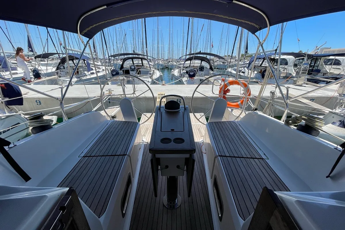 Cockpit of Julia, a Bavaria Cruiser 37 sailboat at Općina Sukošan, Croatia