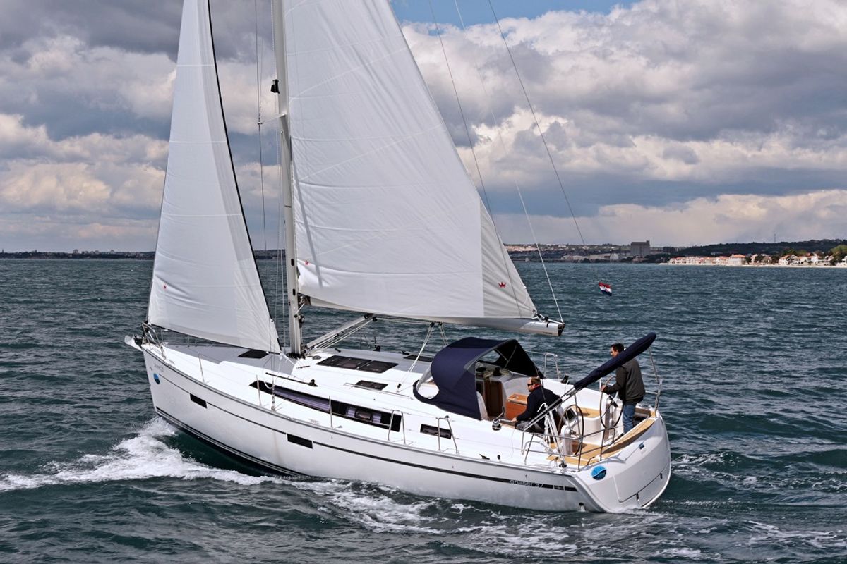 Exterior view of Julia, a Bavaria Cruiser 37 sailboat at Općina Sukošan, Croatia