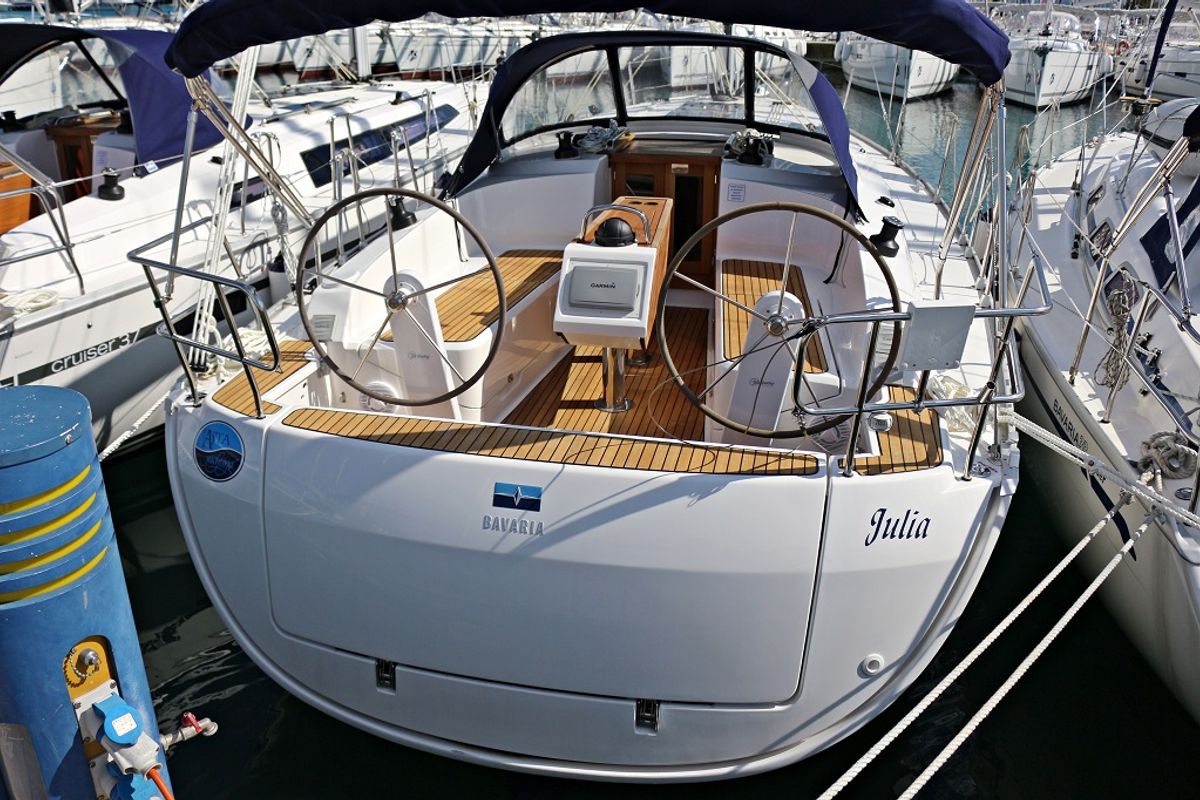 Cockpit of Julia, a Bavaria Cruiser 37 sailboat at Općina Sukošan, Croatia