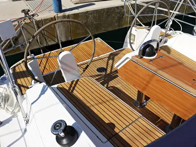 Cockpit of Julia, a Bavaria Cruiser 37 sailboat at Općina Sukošan, Croatia