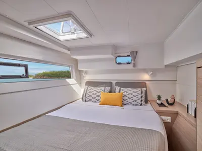 Cabin on Keep Sailin VI, a Lagoon 40 catamaran at Santa Eulària des Riu, Spain