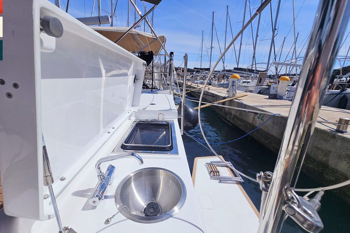 Deck of Ella, a Dufour 41 sailboat at Općina Rogoznica, Croatia