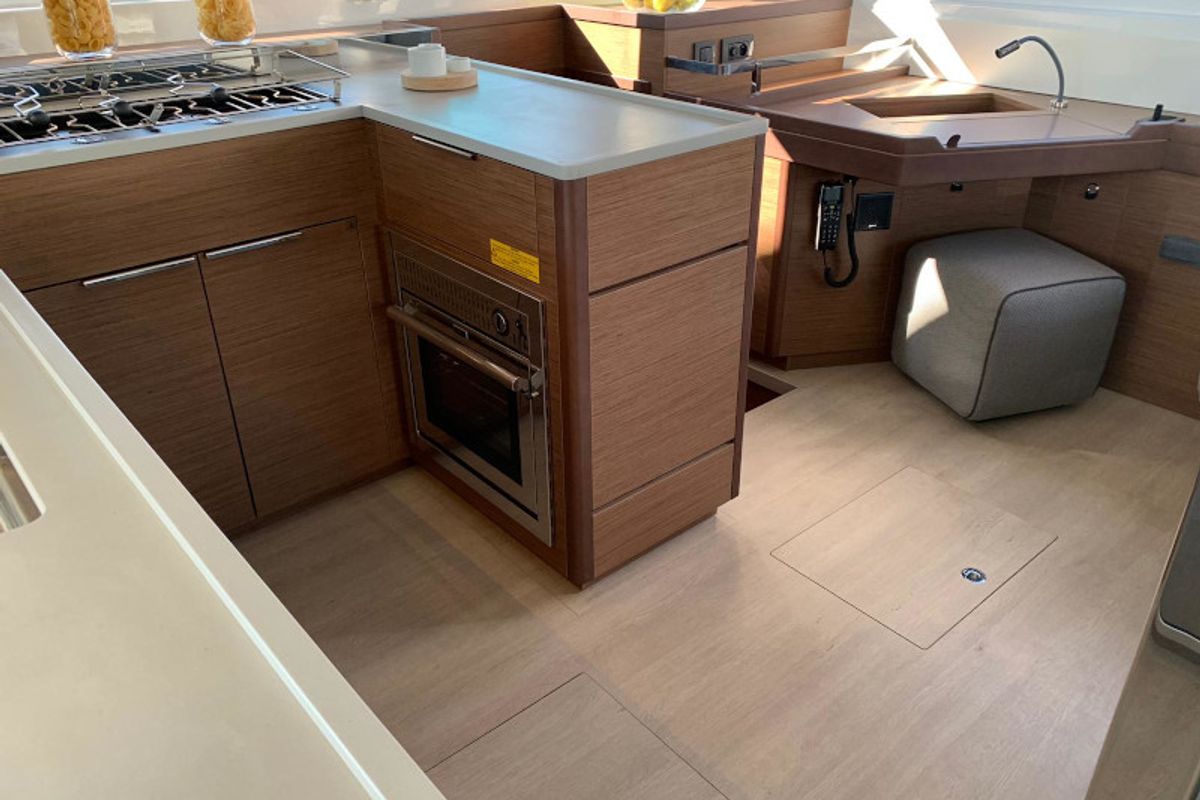 Galley of Dream Lagoon, a Lagoon 46 catamaran at Olbia, Italy