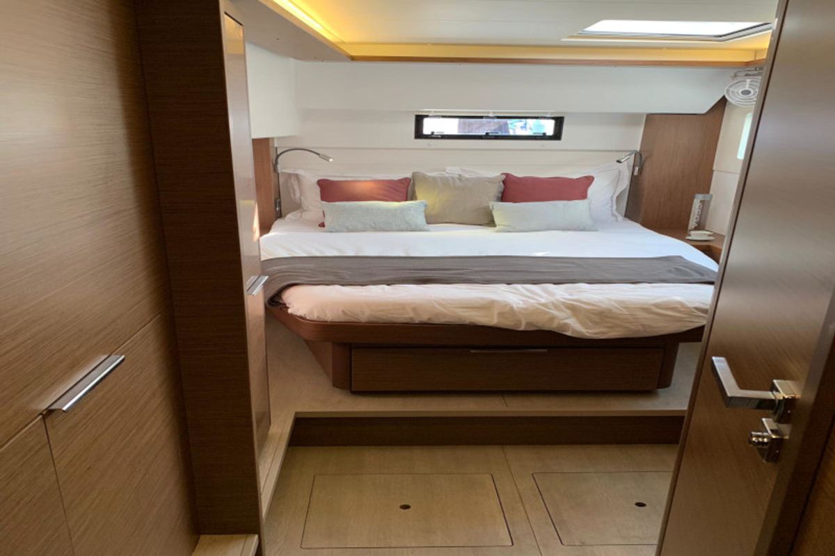 Cabin on Dream Lagoon, a Lagoon 46 catamaran at Olbia, Italy