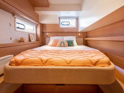 Cabin on Romar One, a Bali 4.4 catamaran at Athens, Greece