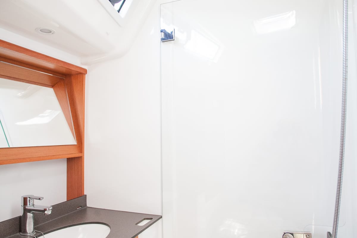 Cabin on Fantasy, a Bavaria Cruiser 51 sailboat at Split, Croatia