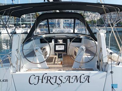 Cockpit of Chrisama, a Hanse Yachts Hanse 418 sailboat at Kavala, Greece